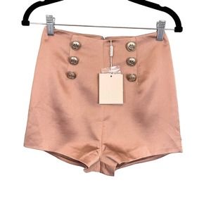 BOSSA Women's Bronze Stretch High Waist Metallic Buttons Cindy Shorts  Size XS